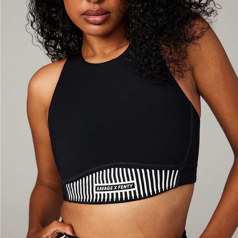 Savage X Fenty Black High-Neck Sports Bralette